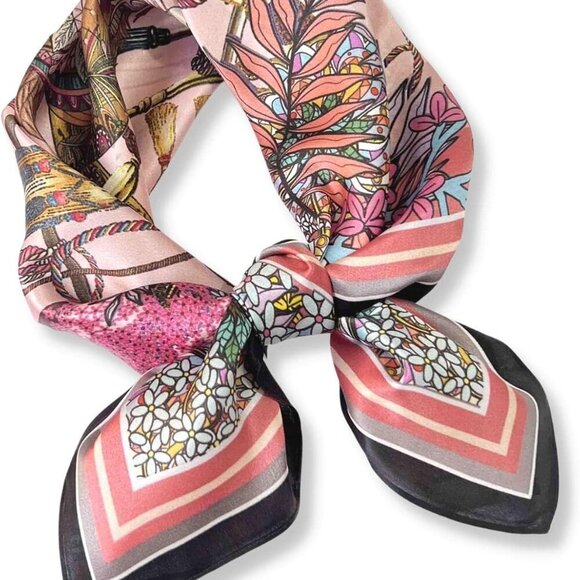 100% Pure Mulberry Silk Square Scarf 26"x26" Women Neckerchief Headscarf Gift Pa - Picture 1 of 6